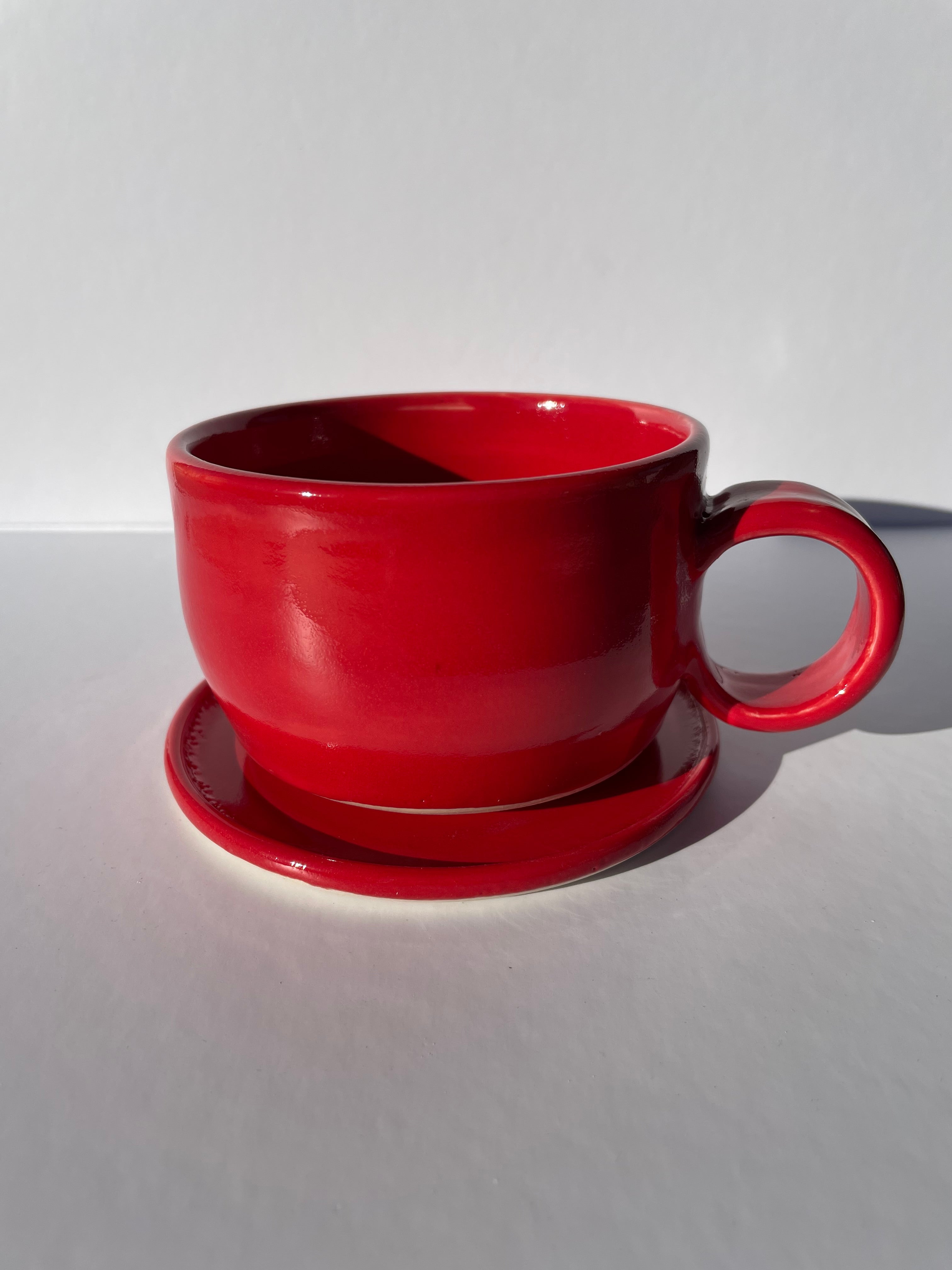 Red Mug and Saucer